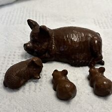 Vintage Pig Figurines 4 Pieces Sow & 3 Piglets Red Mill Mfg. Pecan Shell picture