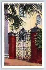 Postcard Gateway To St. Michael's Churchyard Charleston South Carolina picture