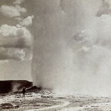 Antique 1904 Old Faithful Geyser Yellowstone Park Stereoview Photo Card P5003 picture