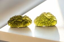 Lot of 2 Stones-100% Natural Translucent Raw Moldavite Czech Republic-Beautiful picture