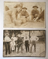 2 RPPC's Coast Artillery Soldiers and Scarecrow and Shaving at Fort Totten NY  picture