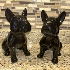 LRG 10” PR French Bulldog Figurine Sitting Ceramic Decor Glossy Frenchie Batpig picture