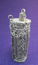 Beautiful Antique Bedouin Silver Kohl Container Box w/ Stopper & Applicator # 1 picture