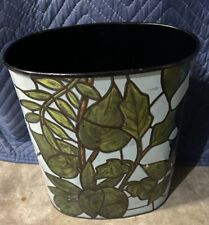 Vintage Wiebro Corp Chicago Stained Glass Leaves Vines MCM Metal Trash Can picture