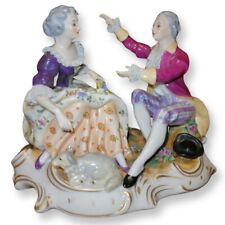 Vintage German Porcelain Figurine Man & Woman Wearing Lace Very Nearly Mint   picture
