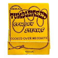 Vintage TEXAS TUMBLEWEED Cowboy Steaks Full Matchbook Match Unstruck Matches picture