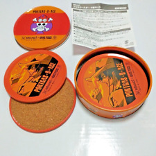 One Piece × ROUND 1 Limited Cork Coaster with Can 4 pics Set PORTGAS.D.ACE Rare picture