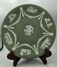 Antique Wedgwood Jasperware Sage Green Plate - Cupid -  1900s - Made in England picture