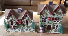 2 Margaret Haire Christmas Holly Box House Wood Esc & Co Large Putz Style picture