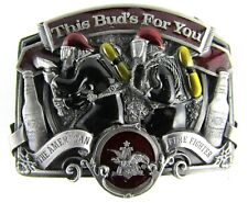 Vintage 1987 Anheuser Busch Fire Fighter Belt Buckle This Bud's For You Enamel picture