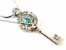 Shema Israel prayer on Key with Star of David and stone necklace with long chain picture