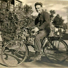US Army Soldier Mechanic Bicycle Photo Japan WWII Japanese Street 1945 Original picture