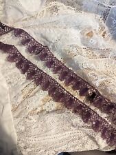 VICTORIAN 19TH CENTURY PURPLE WOOL LACE EDGING OLD STOCK picture