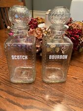 Vintage Bourban and Scotch Labeled Glass Decanters picture