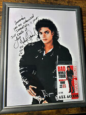 Michael Jackson 1988 signed Framed Reprint photo And All Access Laminate Pass picture