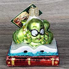 Old World Christmas Bookworm Ornament Reading Glass Blown Hanging OWC picture
