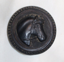 Antique Horse Bridle Rosette Gutta Percha Horse Head Black 1.5