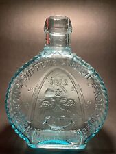 Freemason 100 year anniversary Embossed Aqua blue Coin Bank Flask Bottle picture
