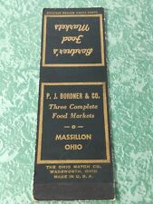 Vintage Matchbook Collectible Ephemera B31 massillon Ohio bordner market picture