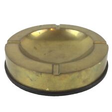 Vintage Ashtray Solid Antique Brass Round Rubber Base Home Decor Mid Century picture