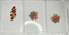 3 Vintage Retro Pla Trays Luncheon Serving Lap Display Floral 9 x 15 picture