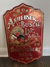 Vintage Anheuser Busch Budweiser Metal Advertising Sign Bar Beer Original RARE picture