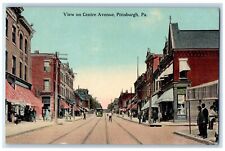 c1910 Trolley Car, View on Centre Avenue Pittsburg Pennsylvania PA Postcard picture