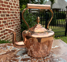 Antique English Copper Brass Tea Kettle Coffee Pitcher Spout Handle #1 c. 1900 picture