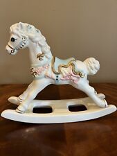 Vintage Porcelain Rocking Horse Beautifully Painted With Gold Trim  picture