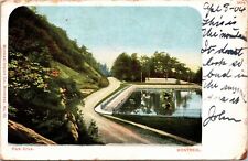VINTAGE POSTCARD FENCED POOL & PARK DRIVE SCENE AT MONTREAL QUEBEC CANADA 1904 picture