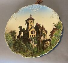 Antique Porcelain Wall Hanging Charger Scenic Plaque of an old Castle Landscape picture