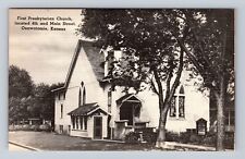 Osawatomie KS-Kansas, First Presbyterian Church, Religion, Vintage Postcard picture