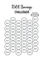 $500 Savings Challenges Coloring Saving Card Money cash 3 Sheets Organizer picture