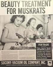 Socony-Vacuum Oil Co Muskrat Pelts Beauty Women Treatment Vintage Print Ad 1937 picture