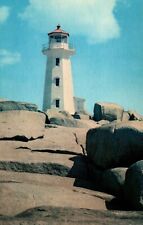 Peggy's Cove Lighthouse Halifax Nova Scotia Vintage Chrome Postcard Unposted picture