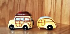 VTG Pier One Camping Theme Salt & Pepper Shakers woody teardrop camper picture