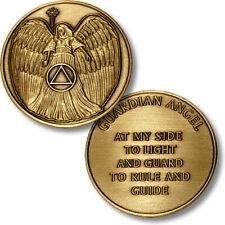 SOBRIETY  AA RECOVERY 12 STEPS AT MY SIDE TO LIGHT  ANGEL BRONZE CHALLENGE COIN picture