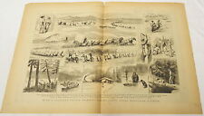 two page 1884 engraving ~ CANADIAN PACIFIC RAILWAY SURVEY-PARTY, Rocky Mountains picture
