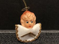 Vtg Plastic Head Felt Angel Christmas Ornament Japan 50s 60s picture
