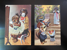 Set of Four Arthur Thiele Dachshunds Vintage Postcards, Series 949 picture