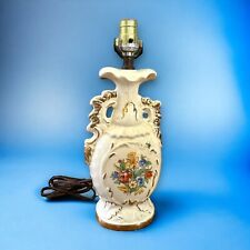 VTG Antique Victorian Ceramic Porcelain Trophy Lamp Floral Hollywood Regency Urn picture