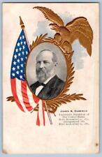 Pre-1907 JAMES GARFIELD EMBOSSED PATRIOTIC GOLD EAGLE AMERICAN FLAG POSTCARD picture