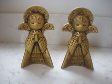 vintage gold ceramic Christmas praying angels MCM mid century 5