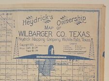 Wilbarger County Texas 1929 Heydrick Oil Gas Map Vernon Waggoner Ranch Estate  picture