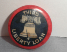 Antique Vintage WWI Era THIRD LIBERTY LOAN ADVERTISING Bell Pinback Pin Button picture