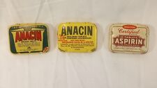 3 Vintage Metal Tins Anacin and Certified Aspirin picture
