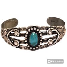 Bell Trading Harvey Era Old Pawn Sterling Silver Turquoise Cuff Bracelet picture