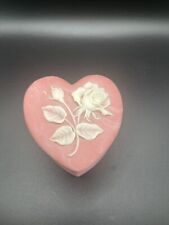Vintage Heart Soapstone Trinket Box Rose Inlay. Dusty Rose 3x3 picture