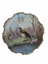 Antique Limoges B & H Signed Martine Hand Painted Cute Bird Cabinet Plate Gold picture