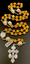 Butterscotch Fire Dragon Vein Agate 10mm Stone Rosary Indulgence Crucifix Skulls picture